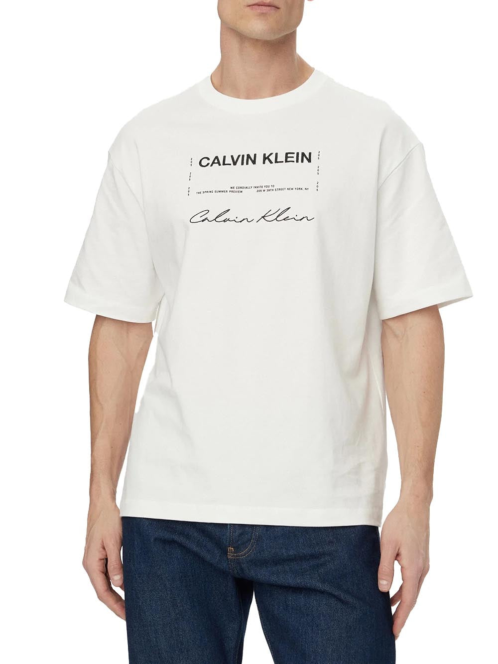 16s april graphic se Calvin Klein Jeans T-shirt Uomo Lv04re827g Bianco