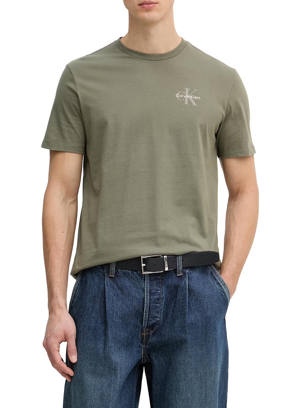ss 30s clssc micro Calvin Klein Jeans T-shirt Uomo Lv04rf278g Verde militare