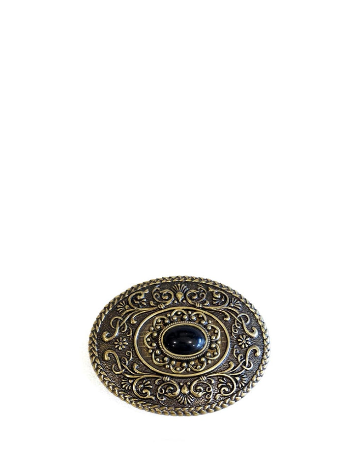 oro con pietra nera centrale EL CHARRO Fibbia Unisex F200b Oro