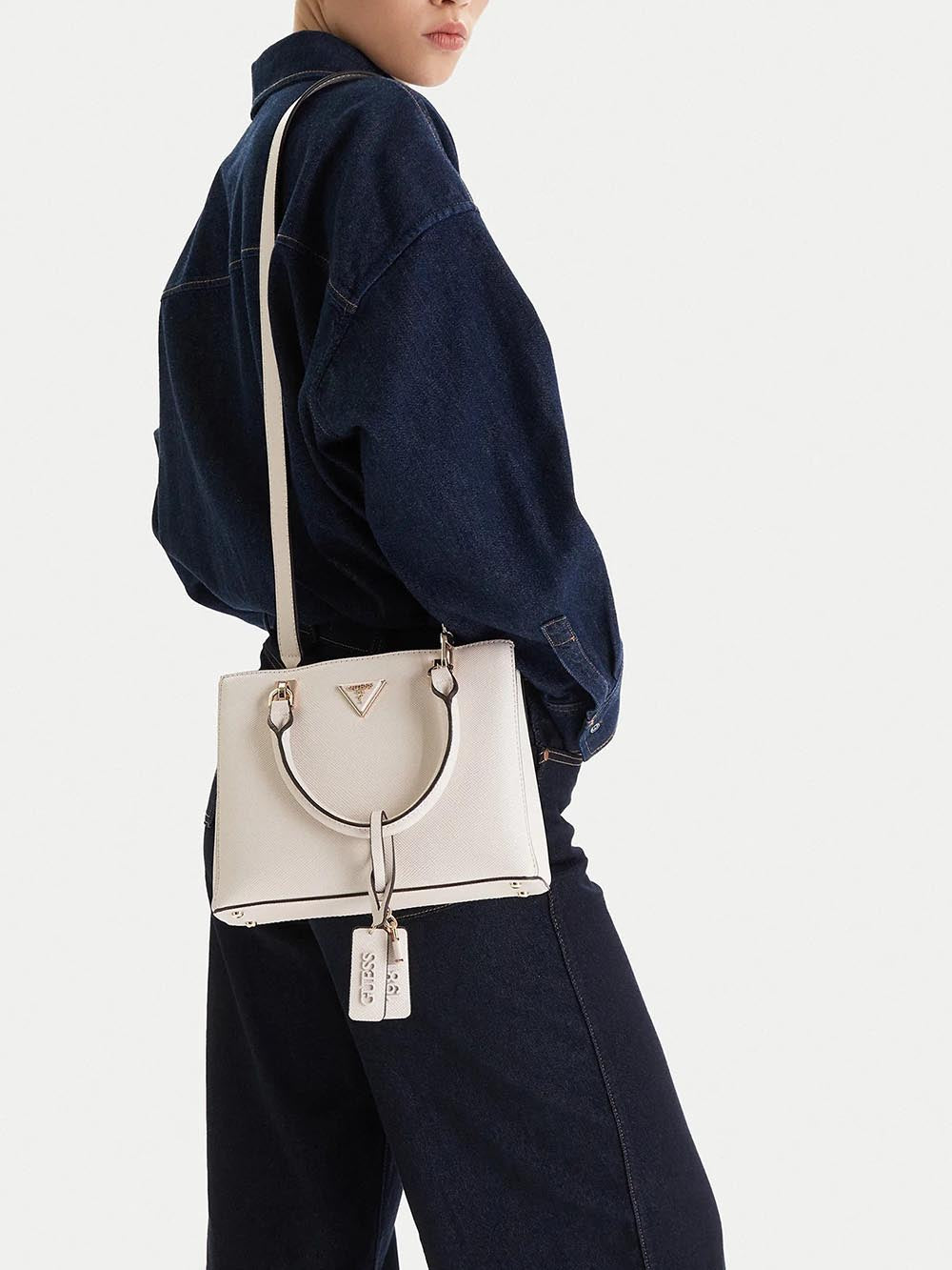 BRAMINA SMALL SATCHE Guess Borsa a Mano Donna Hwzg96 72050 Avorio
