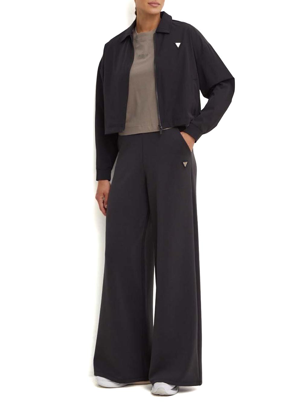 OLYMPE WIDE LEG PANT Guess Pantalone Donna V4yb07 Kcay2 Nero