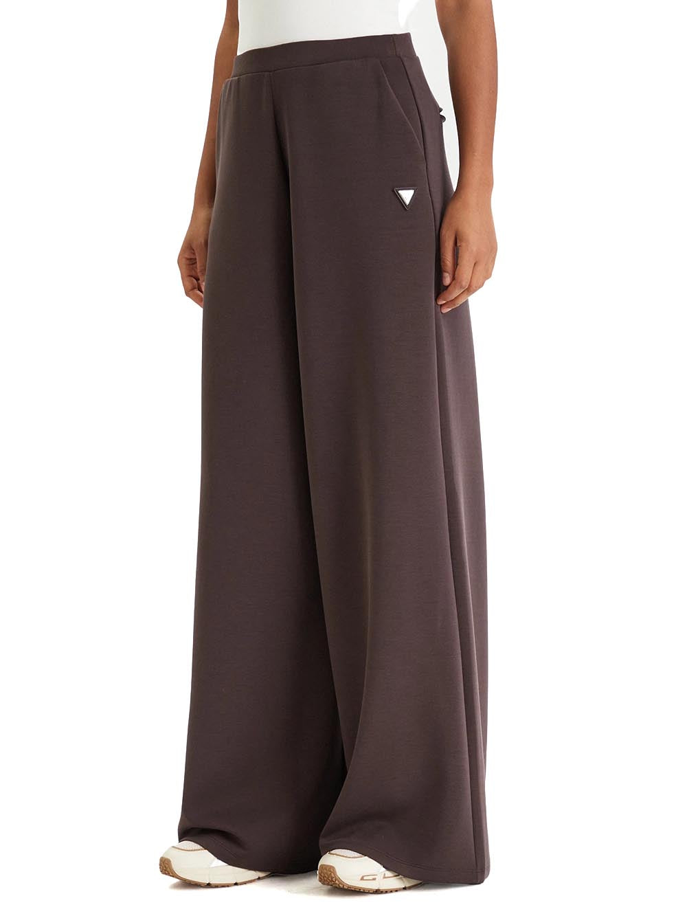 OLYMPE WIDE LEG PANT Guess Pantalone Donna V4yb07 Kcay2 Marrone