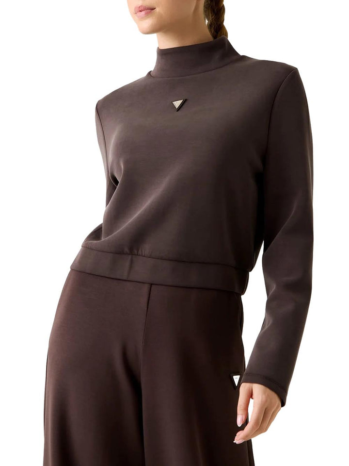 OLYMPE HIGH NECK SWE Guess Felpa Donna V4yq05 Kcay2 Marrone