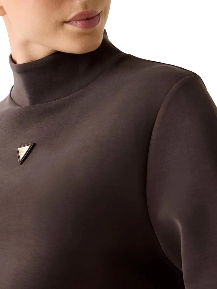 OLYMPE HIGH NECK SWE Guess Felpa Donna V4yq05 Kcay2 Marrone