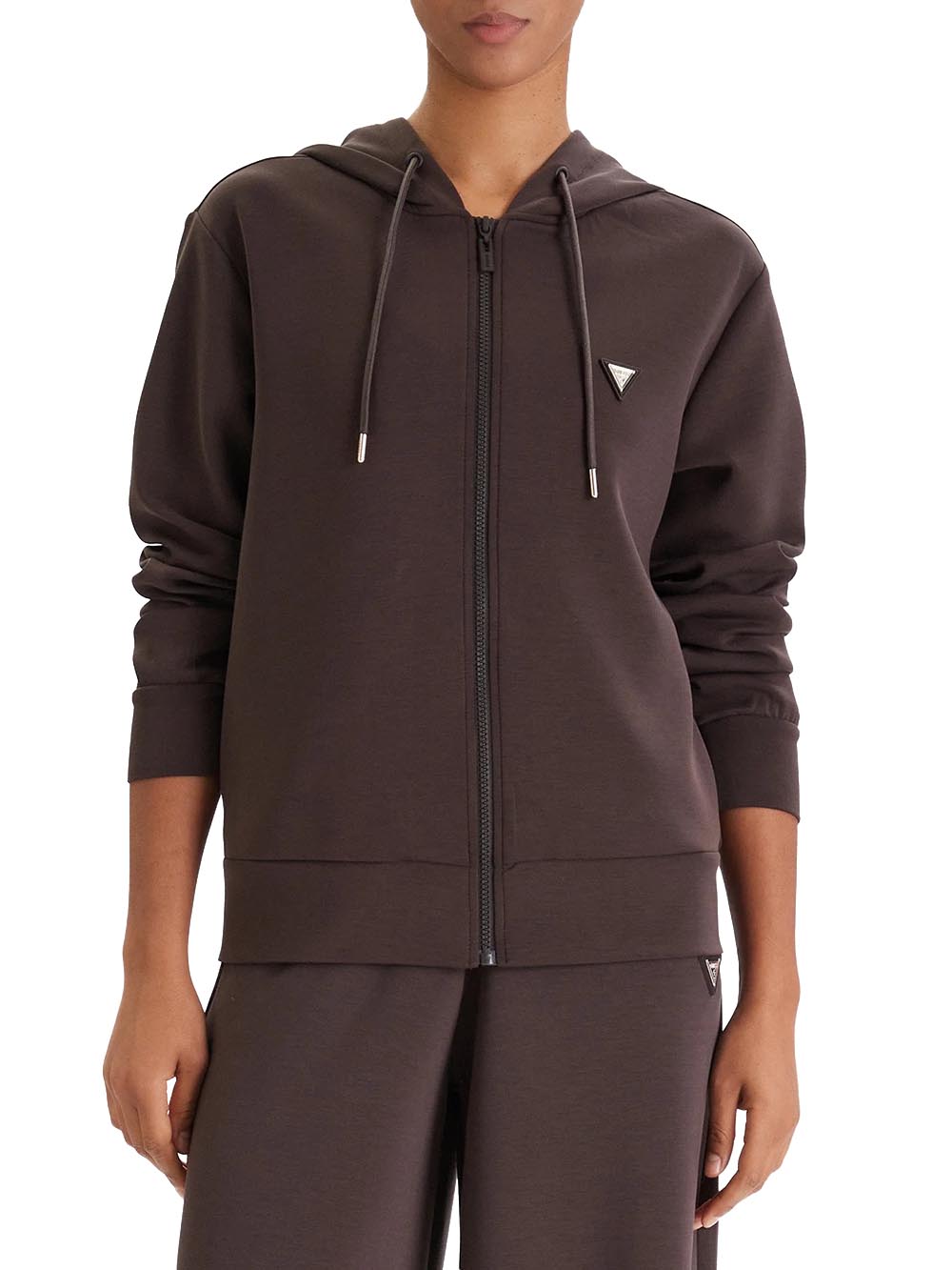 OLYMPE FULL ZIP HOOD Guess Felpa Donna V4yq06 Kcay2 Marrone