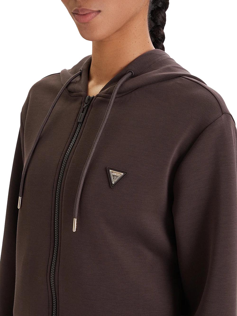 OLYMPE FULL ZIP HOOD Guess Felpa Donna V4yq06 Kcay2 Marrone