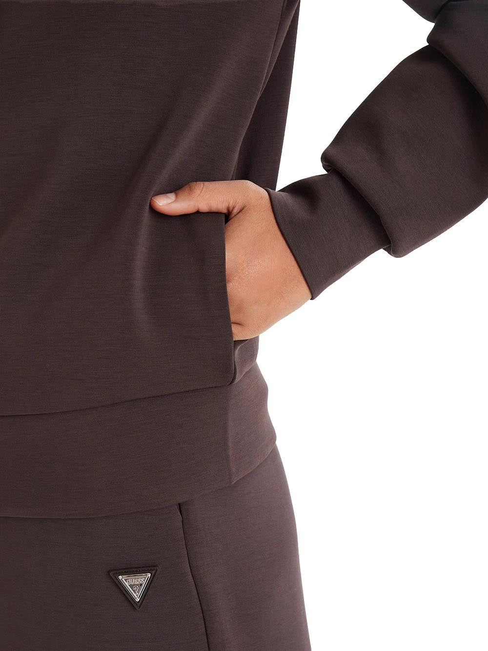 OLYMPE FULL ZIP HOOD Guess Felpa Donna V4yq06 Kcay2 Marrone