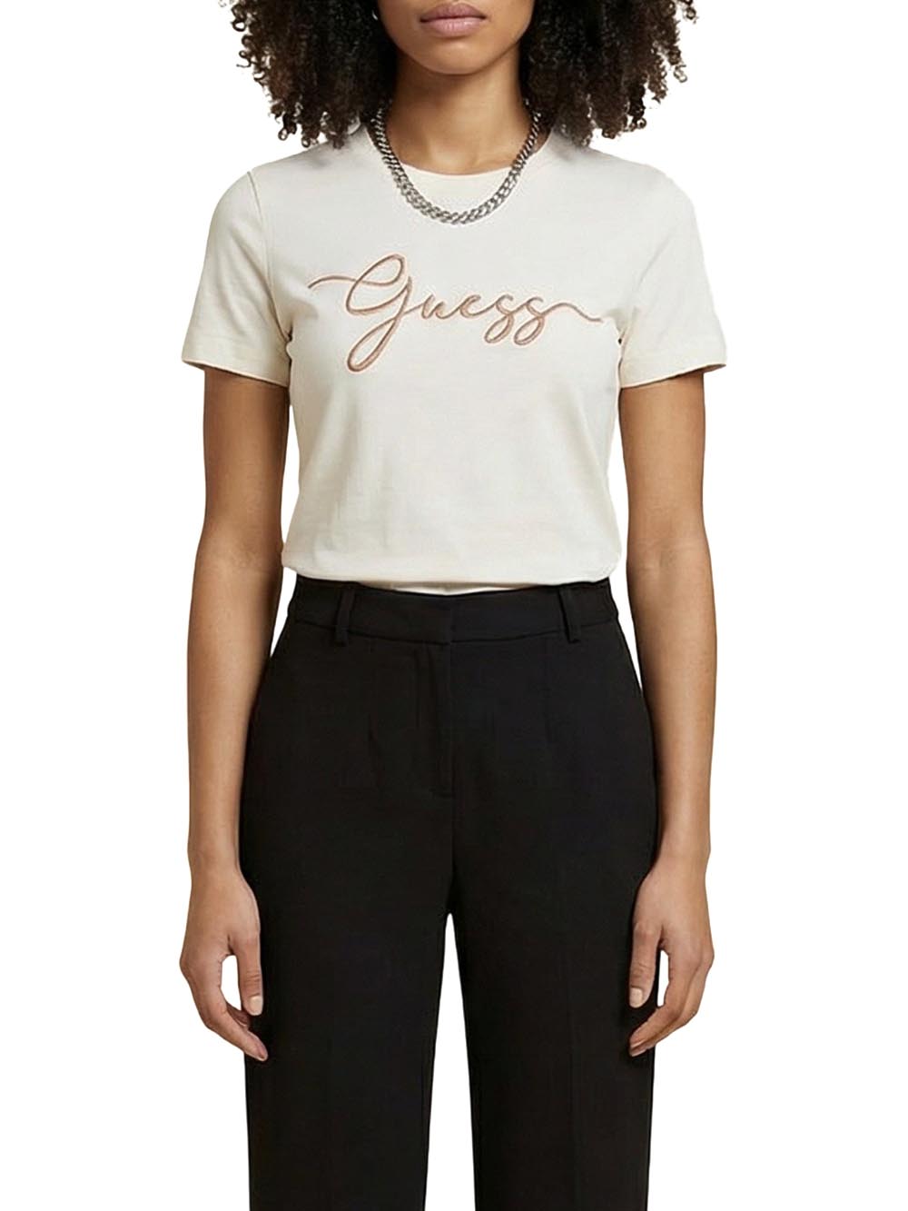 CIRCE SS CN T-SHIRT Guess T-shirt Donna V6gi01 K2962 Panna