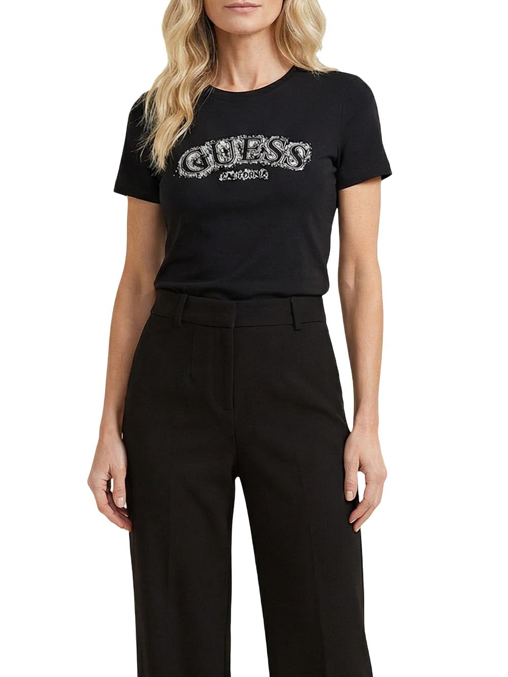 LEONA SS CN T-SHIRT Guess T-shirt Donna V6gi15 K2982 Nero