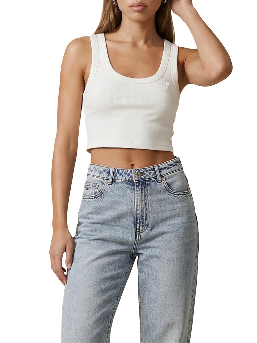 SILVY RIB TANK TOP Guess Top Donna V6gp07 K2987 Panna