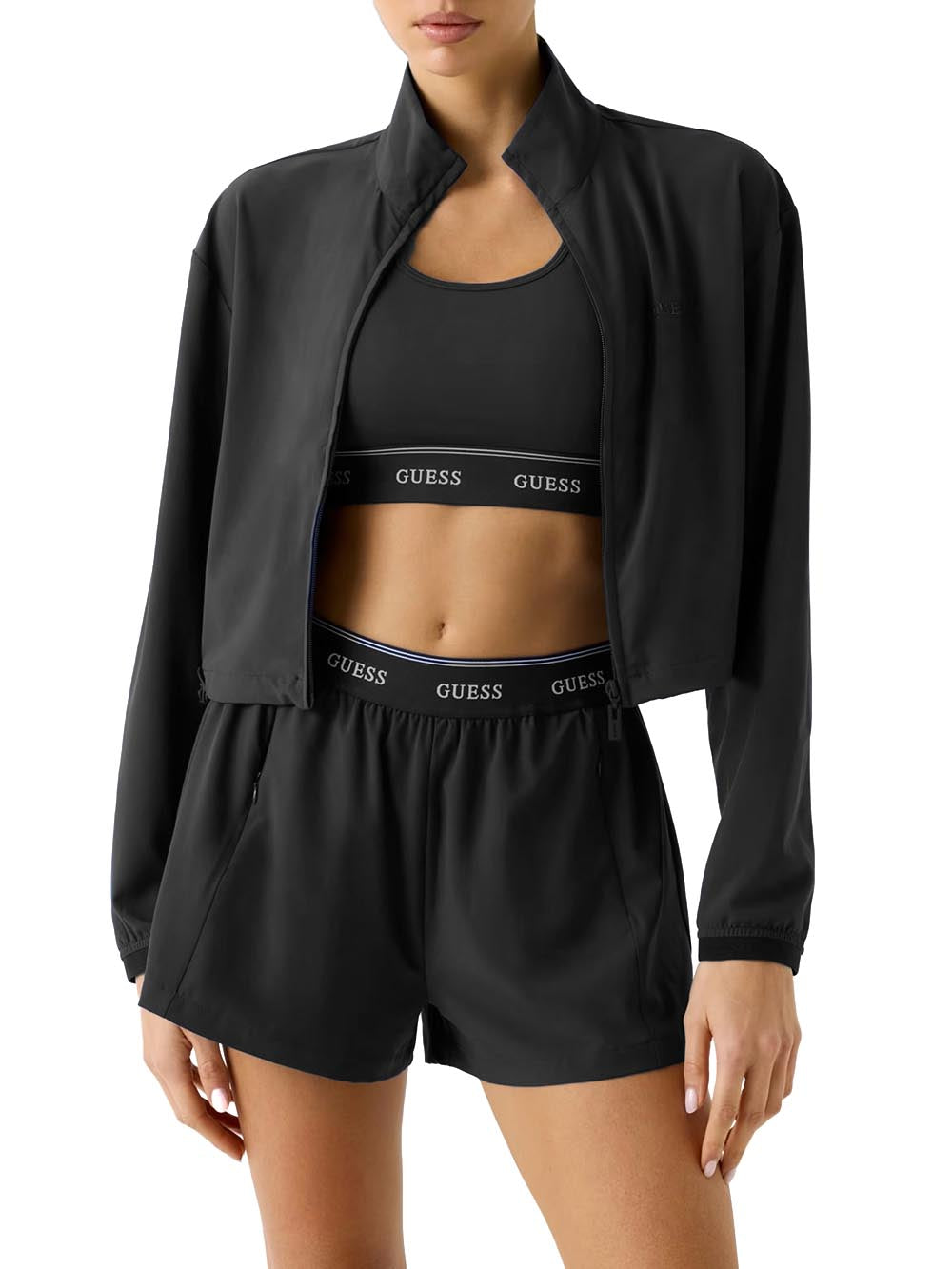 SELENE FULL ZIP JACK Guess Felpa Donna V6gq11 W1791 Nero