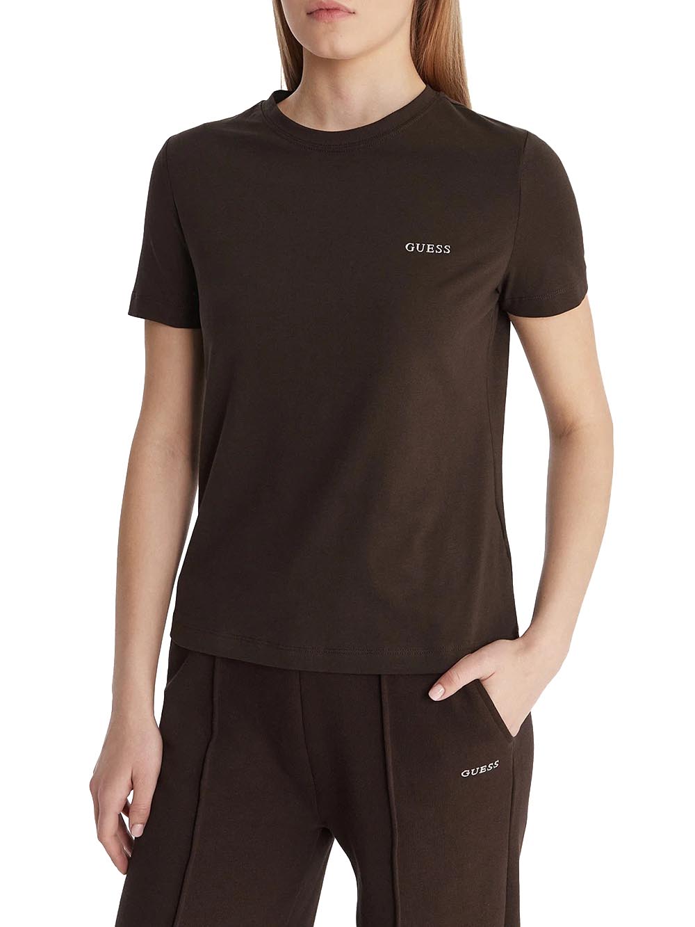 TRACEY CN SS T-SHIRT Guess T-shirt Donna V6ri07 J1314 Marrone