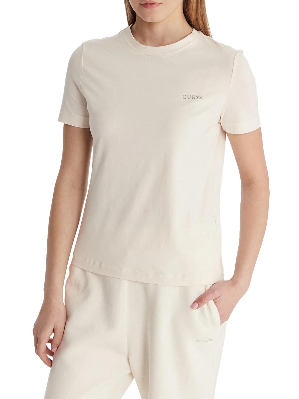 TRACEY CN SS T-SHIRT Guess T-shirt Donna V6ri07 J1314 Panna