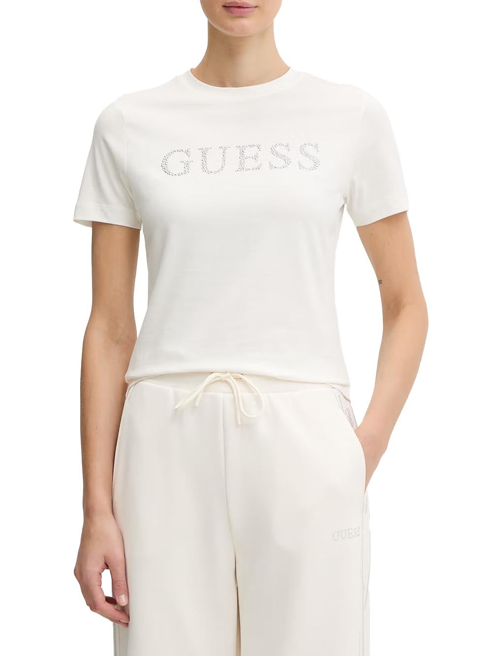 OCTAVIA RN SS T-SHIR Guess T-shirt Donna V6ri20 J1314 Panna