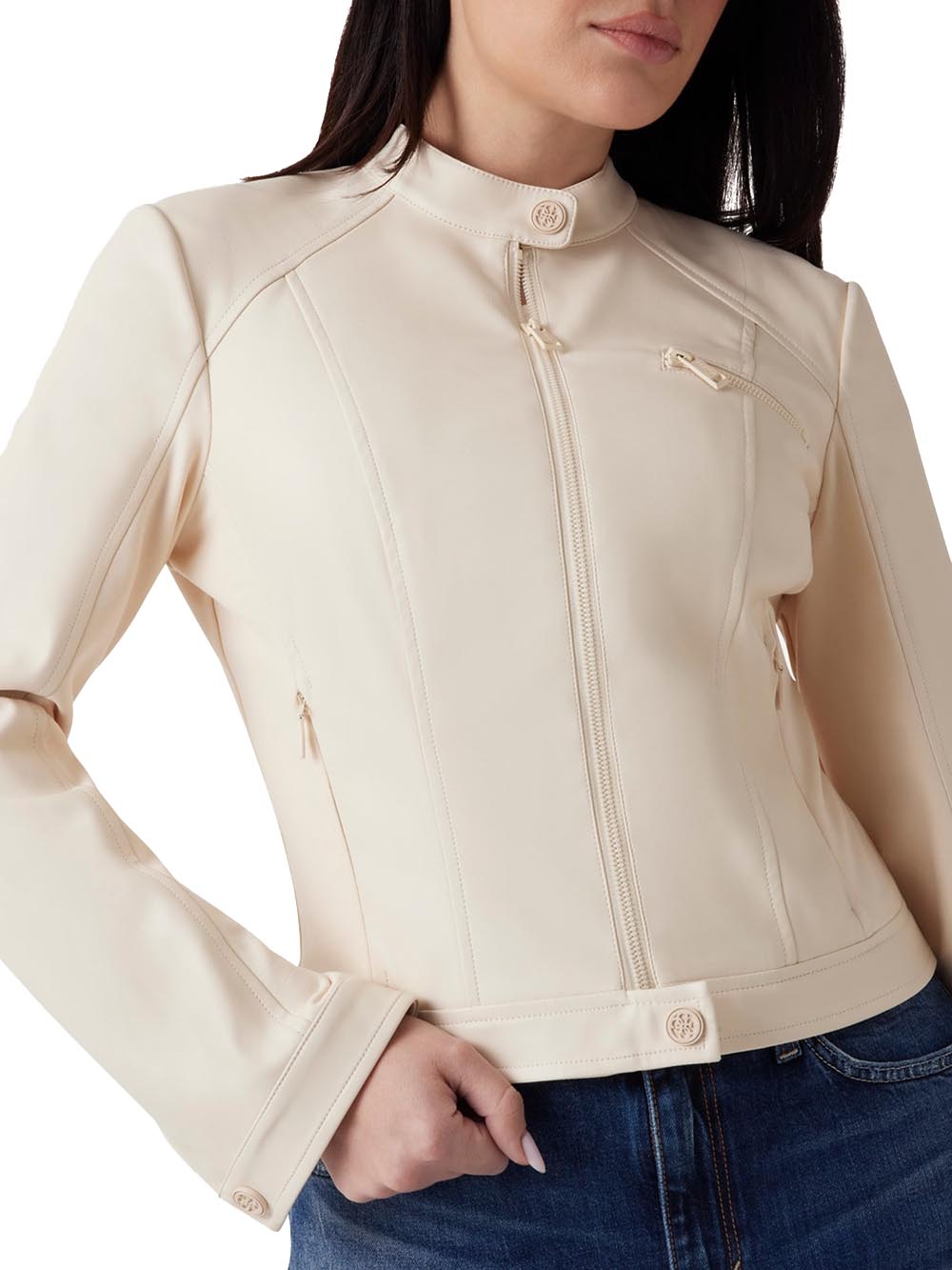 NEW FIAMMETTA JACKET Guess Giubbino Donna W4yl04 We480 Panna