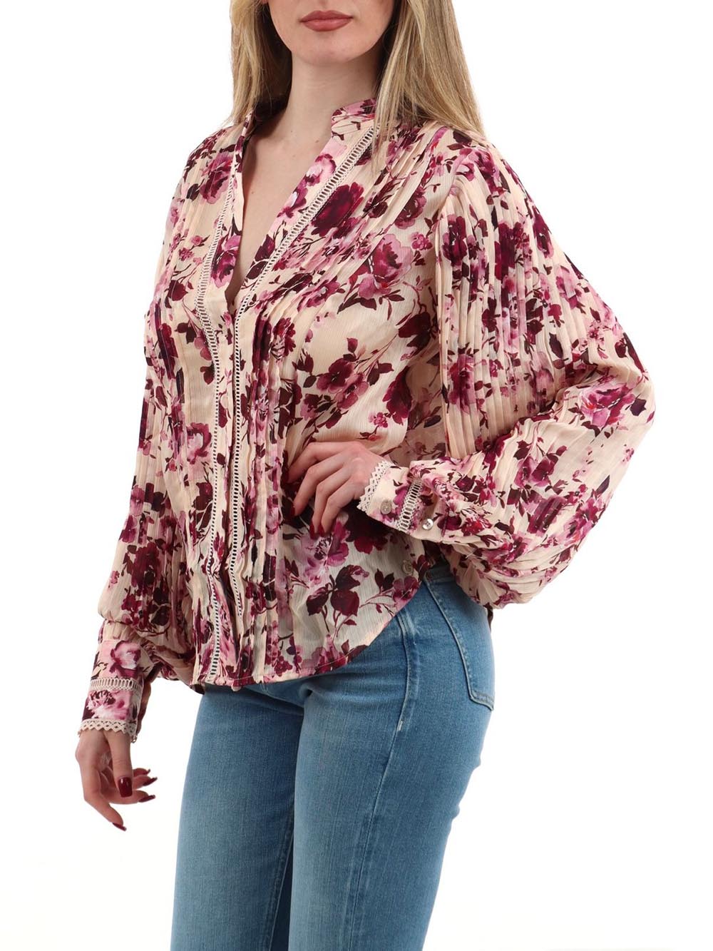 NEW JOSETTE LS TOP Guess Camicia Donna W5rh16 Wdw82 Marrone/Rosa