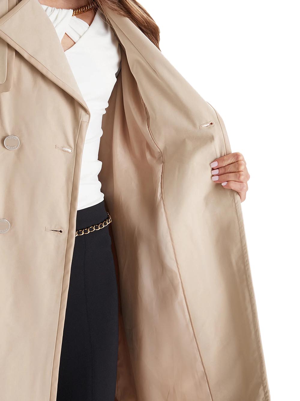 JENNY PU DETAILS TRE Guess Trench Donna W5rl14 Wgwd2 Panna