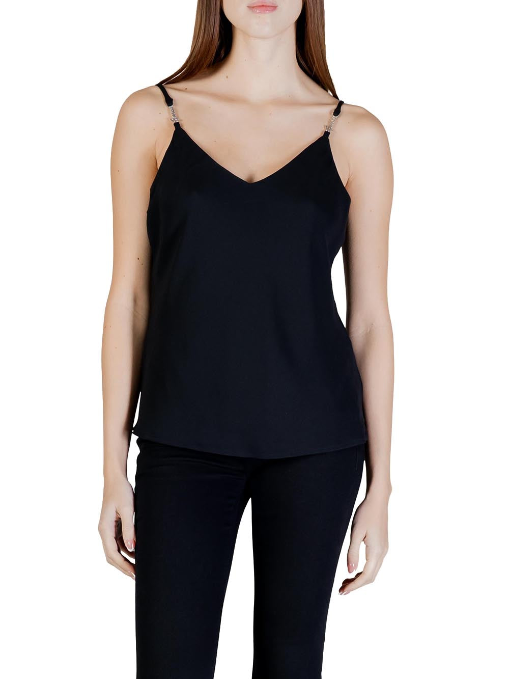 NEW SL CAROLINE LOGO Guess Top Donna W6gh30 W1845 Nero