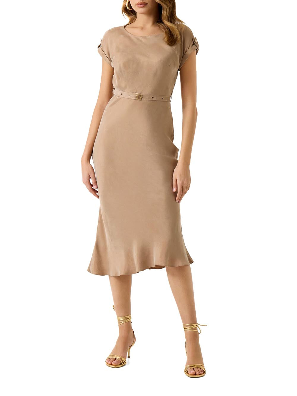 DALIA BELTED DRESS Guess Abito Donna W6gk50 W1950 Sabbia