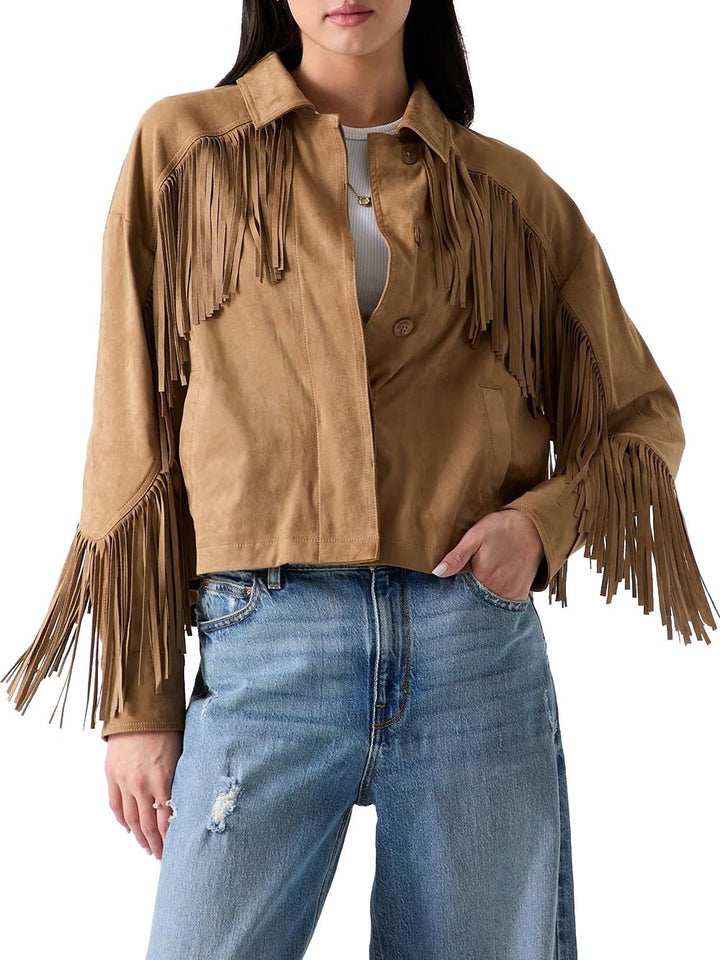 LS IBBY FRINGE JKT Guess Giubbino Donna W6gl45 W2466 Cammello