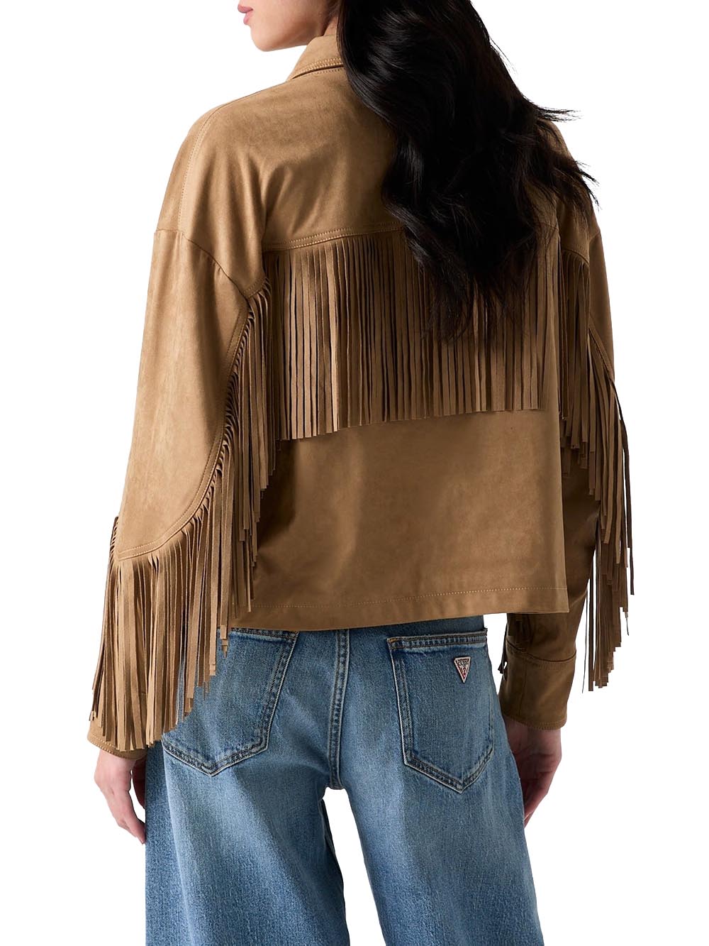 LS IBBY FRINGE JKT Guess Giubbino Donna W6gl45 W2466 Cammello