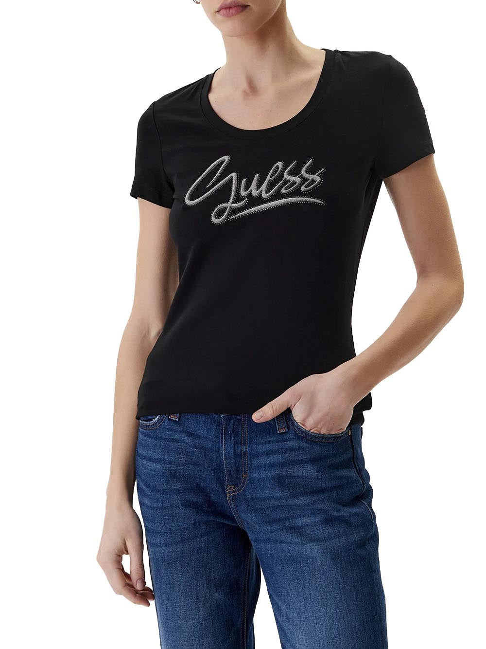 SS CN GUESS SCRIPT T Guess T-shirt Donna W6ri24 J1314 Nero
