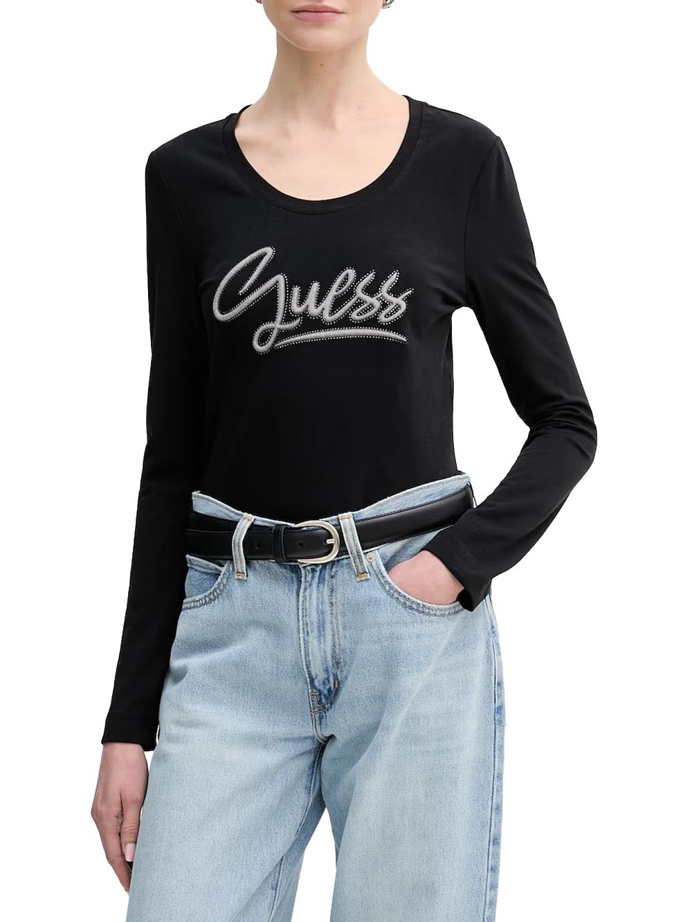 LS CN GUESS SCRIPT T Guess T-shirt Donna W6ri25 J1314 Nero