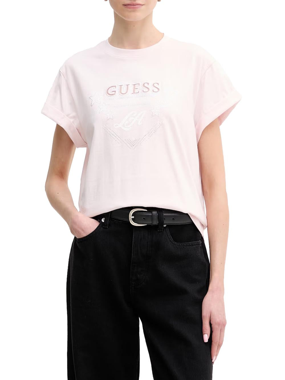 SS CN LA STARS TEE Guess T-shirt Donna W6ri30 I3z14 Rosa