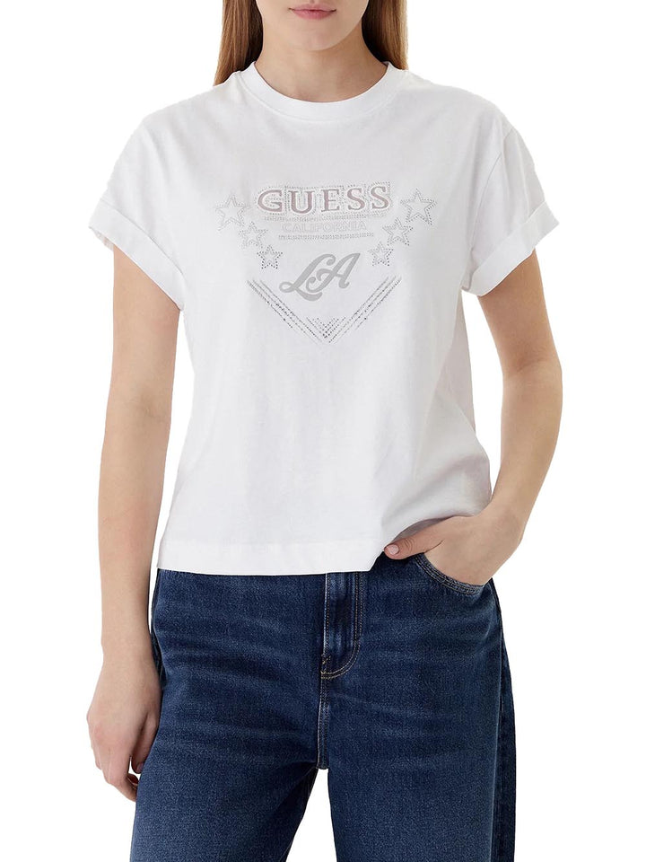 SS CN LA STARS TEE Guess T-shirt Donna W6ri30 I3z14 Bianco