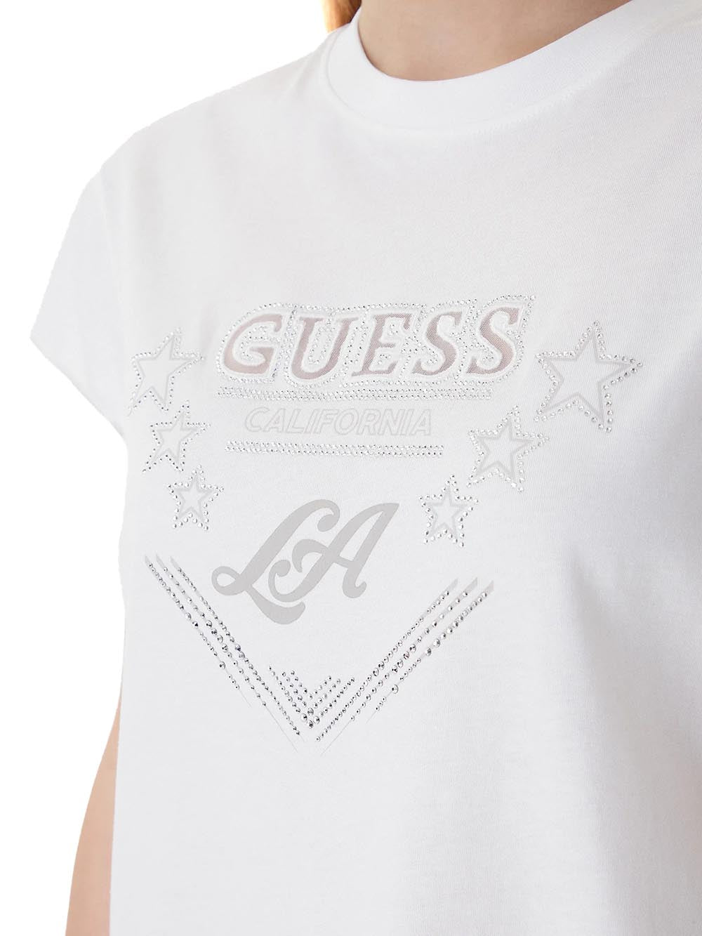 SS CN LA STARS TEE Guess T-shirt Donna W6ri30 I3z14 Bianco