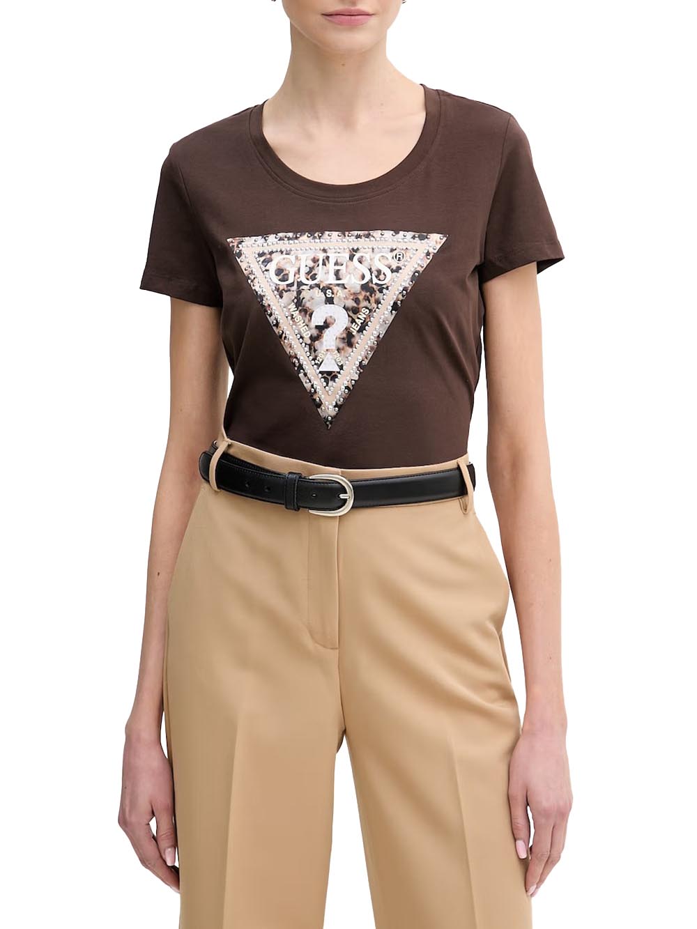 SS CN LEO TRIANGLE T Guess T-shirt Donna W6ri32 J1314 Marrone