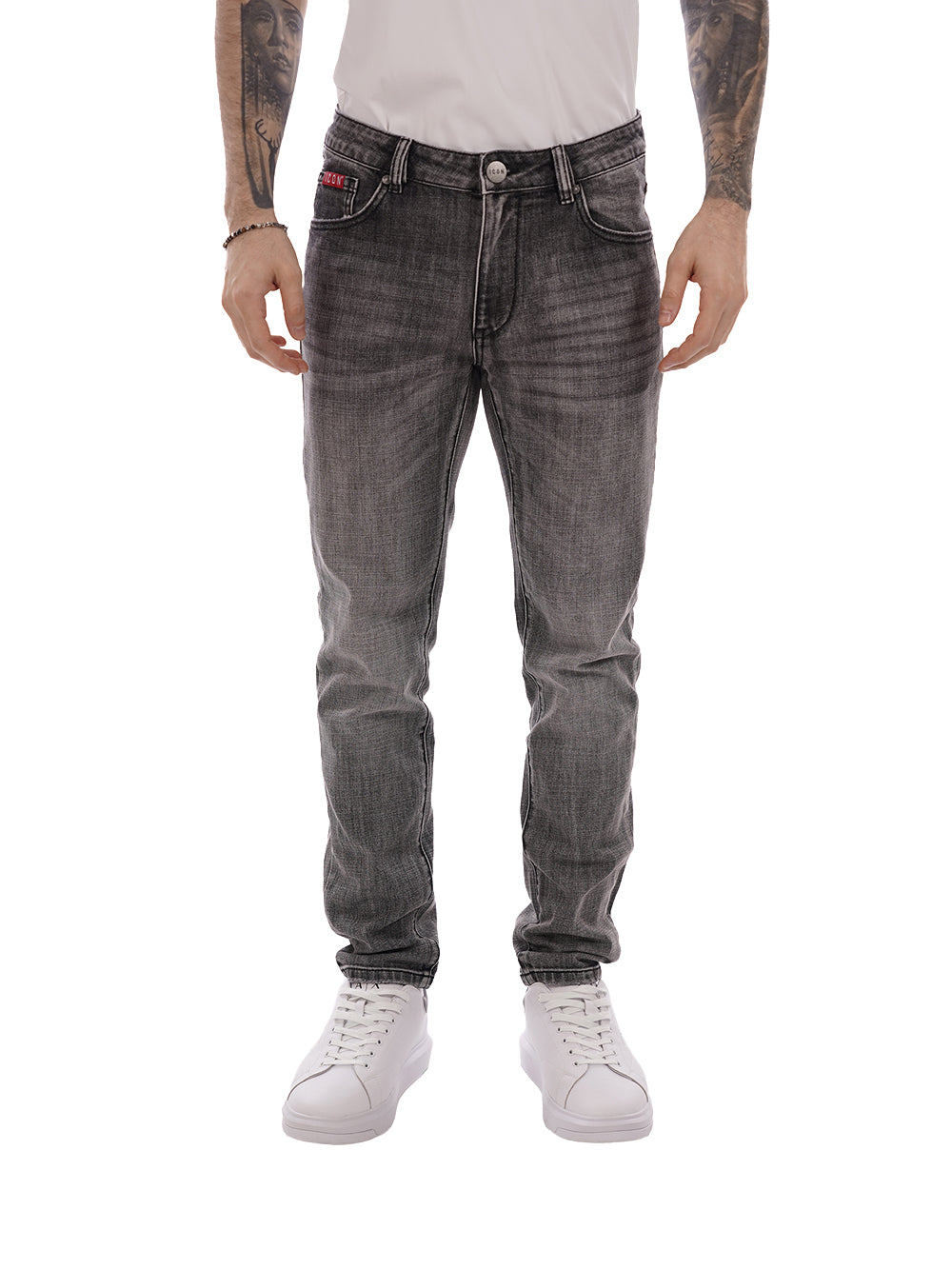 slim fit basic ICON Jeans Uomo Iupred003 Grigio