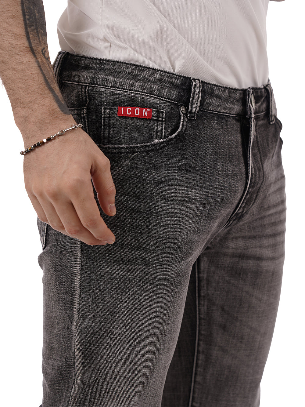 slim fit basic ICON Jeans Uomo Iupred003 Grigio