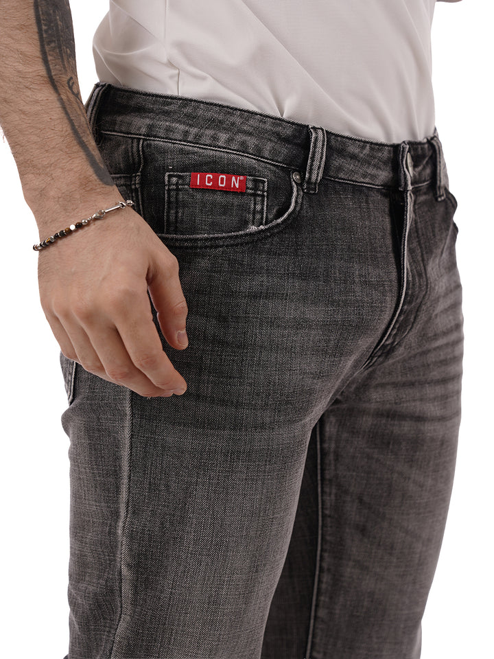 slim fit basic ICON Jeans Uomo Iupred003 Grigio