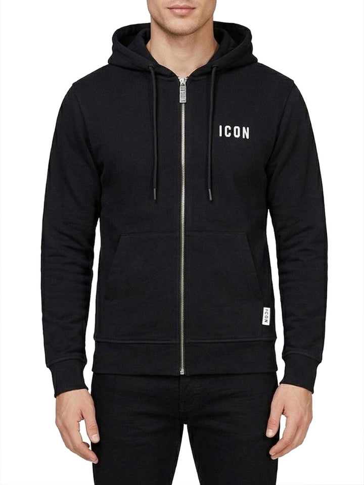 zip ricamo ICON Felpa Uomo Iupref002 Nero