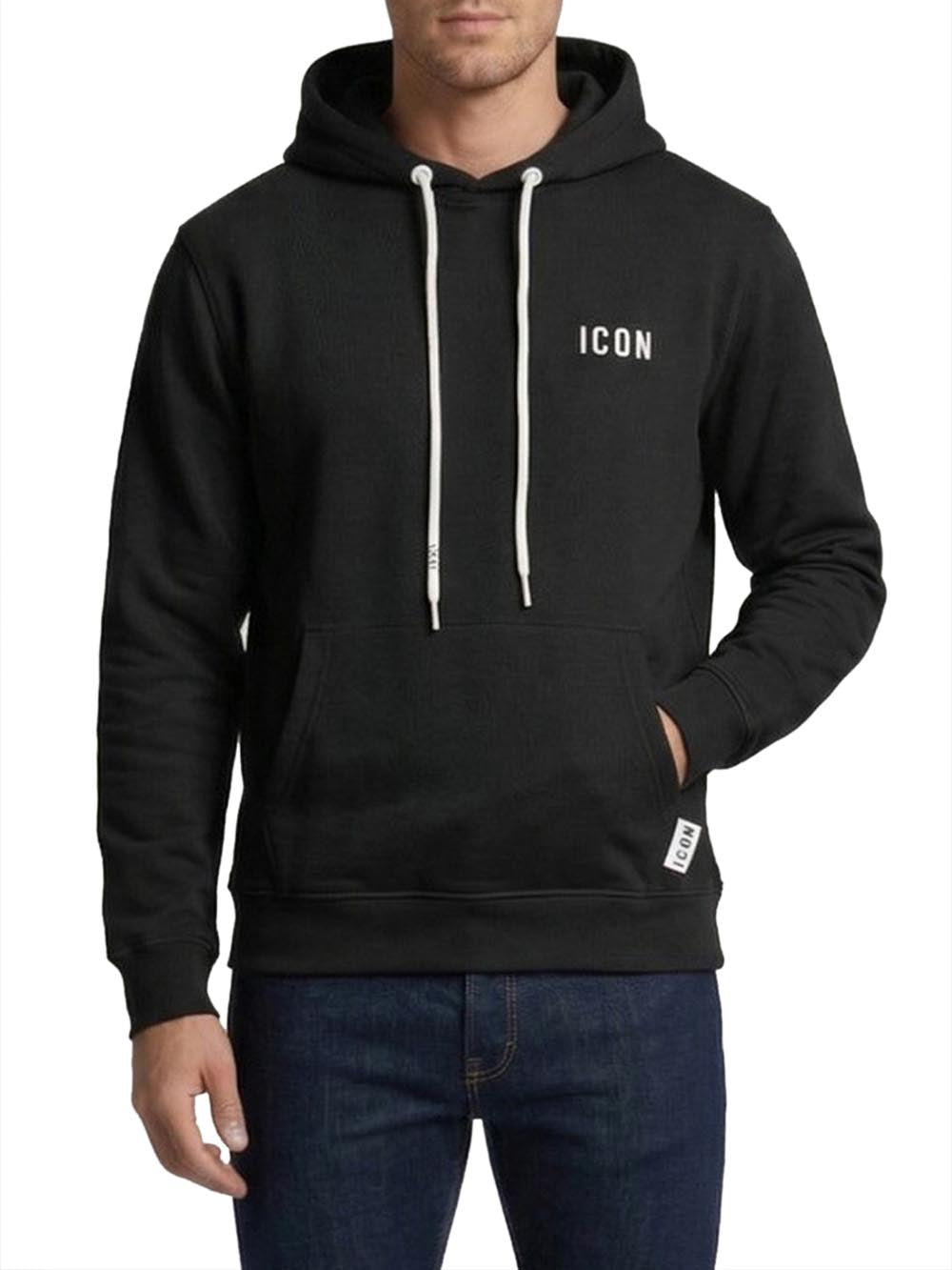 cappuccio ricamo ICON Felpa Uomo Iupref003 Nero