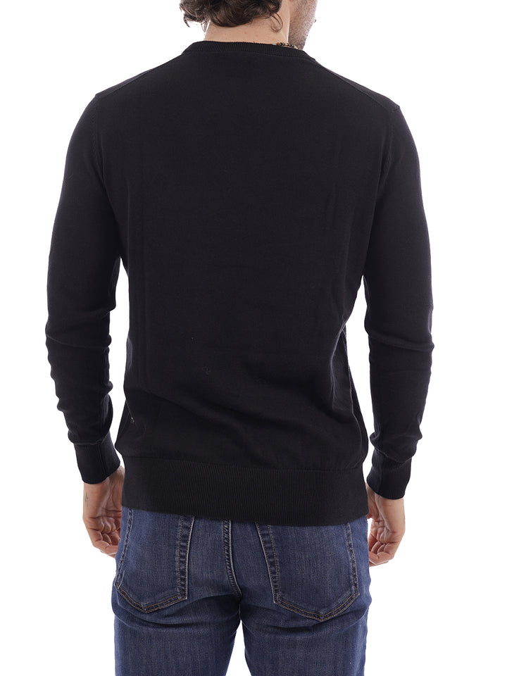 girocollo ricamo ICON Maglia Uomo Iuprem001 Nero