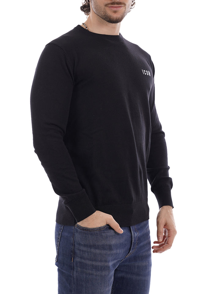 girocollo ricamo ICON Maglia Uomo Iuprem001 Nero