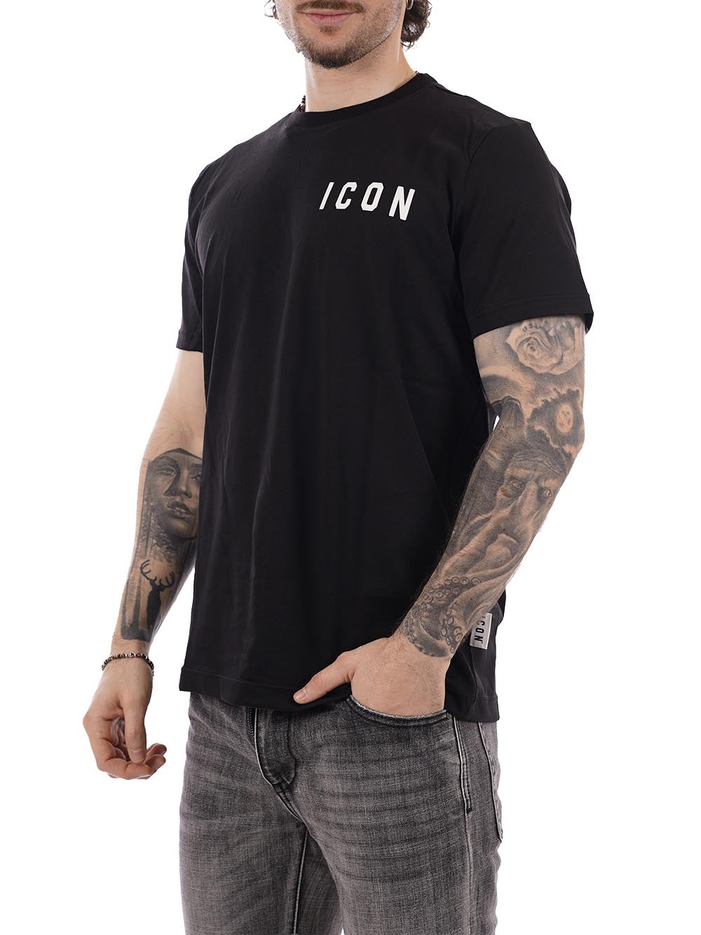 basica logo ICON T-shirt Uomo Iut007 Nero