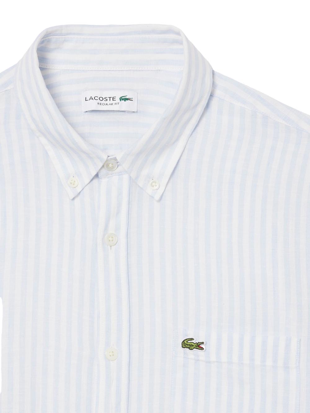 Lacoste Camicia Uomo Ch6985 Celeste/bianco