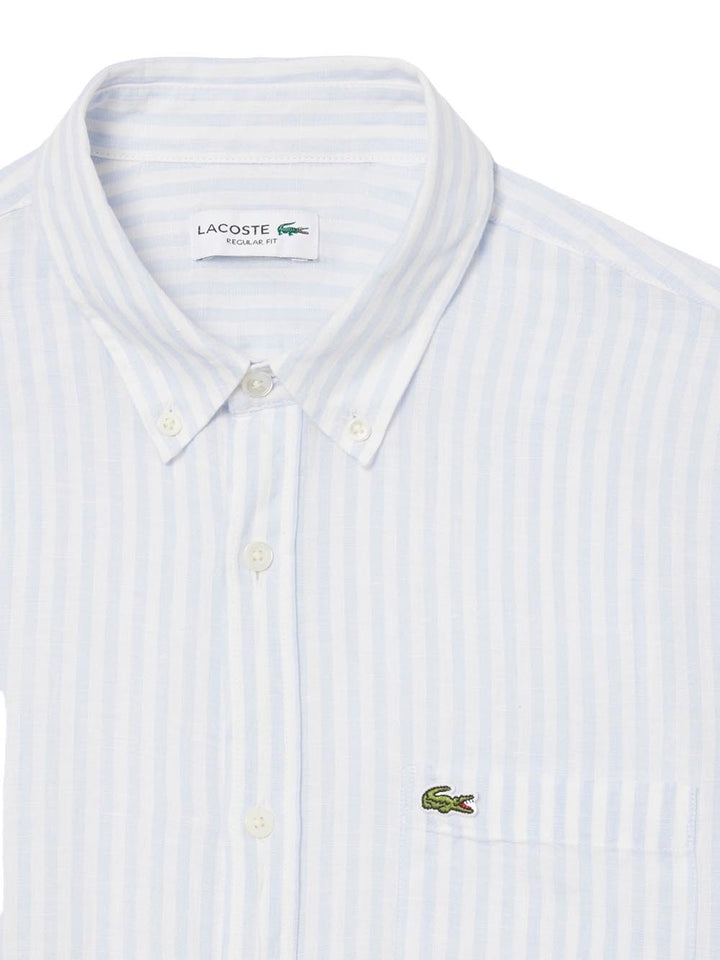 Lacoste Camicia Uomo Ch6985 Celeste/bianco