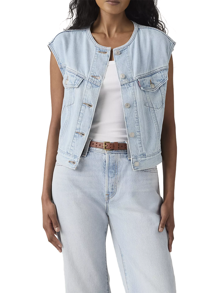 COLLARLESS SHRUNKEN 90S VEST OF COURSE T Levi's Gilet Donna 005np Chiaro