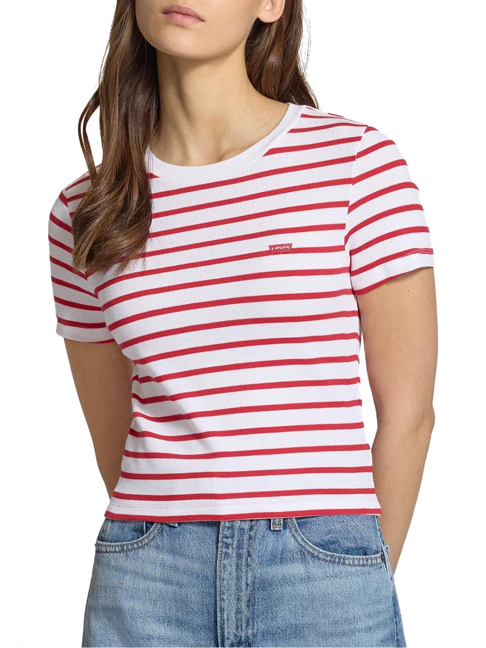 ESSENTIAL SPORTY TEE EMILY STRIPE BRIGHT Levi's T-shirt Donna A7419 Bianco/rosso