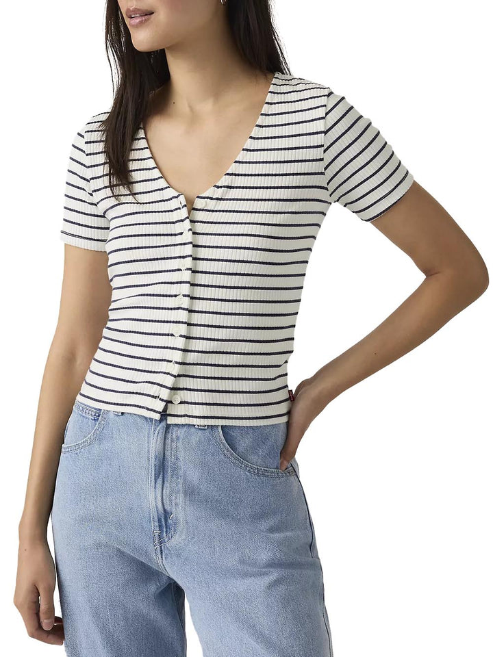 MUSE SS TEE PENELOPE STRIPE PEACOAT STRI Levi's T-shirt Donna A8782 Bianco/blu