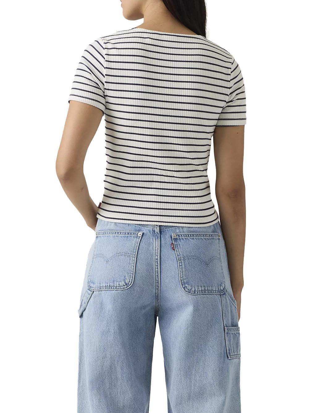 MUSE SS TEE PENELOPE STRIPE PEACOAT STRI Levi's T-shirt Donna A8782 Bianco/blu