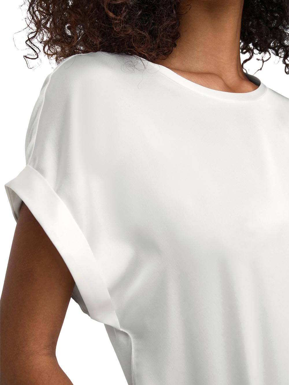 lieke s/s satin mix Only T-shirt Donna 15303413 Bianco