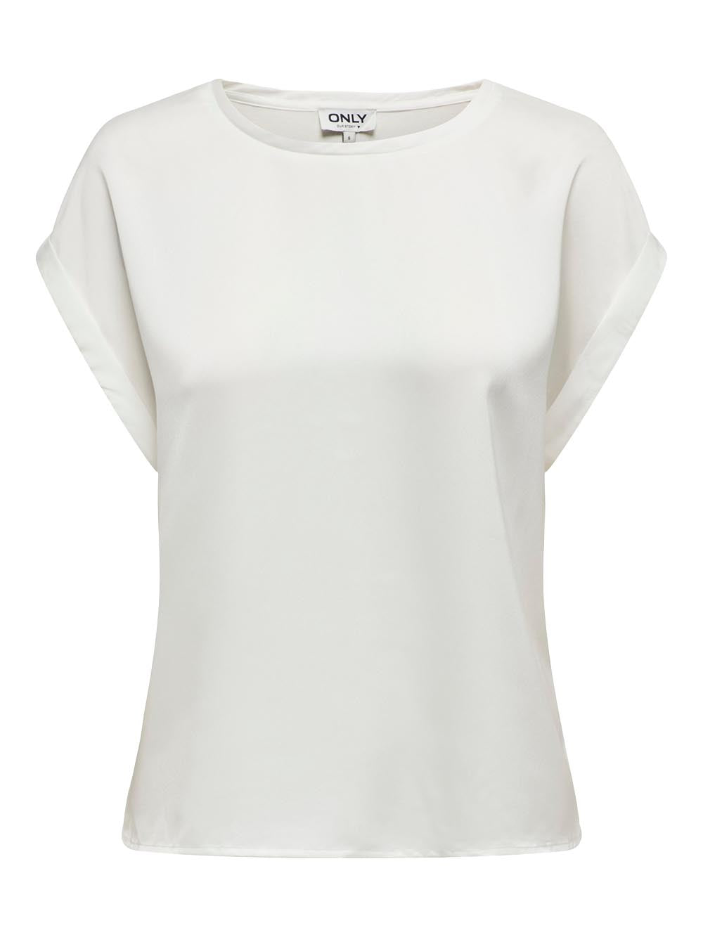 lieke s/s satin mix Only T-shirt Donna 15303413 Bianco