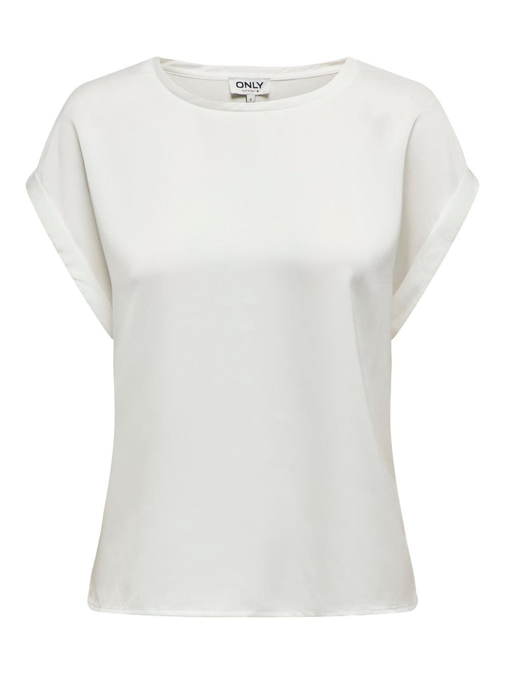 lieke s/s satin mix Only T-shirt Donna 15303413 Bianco