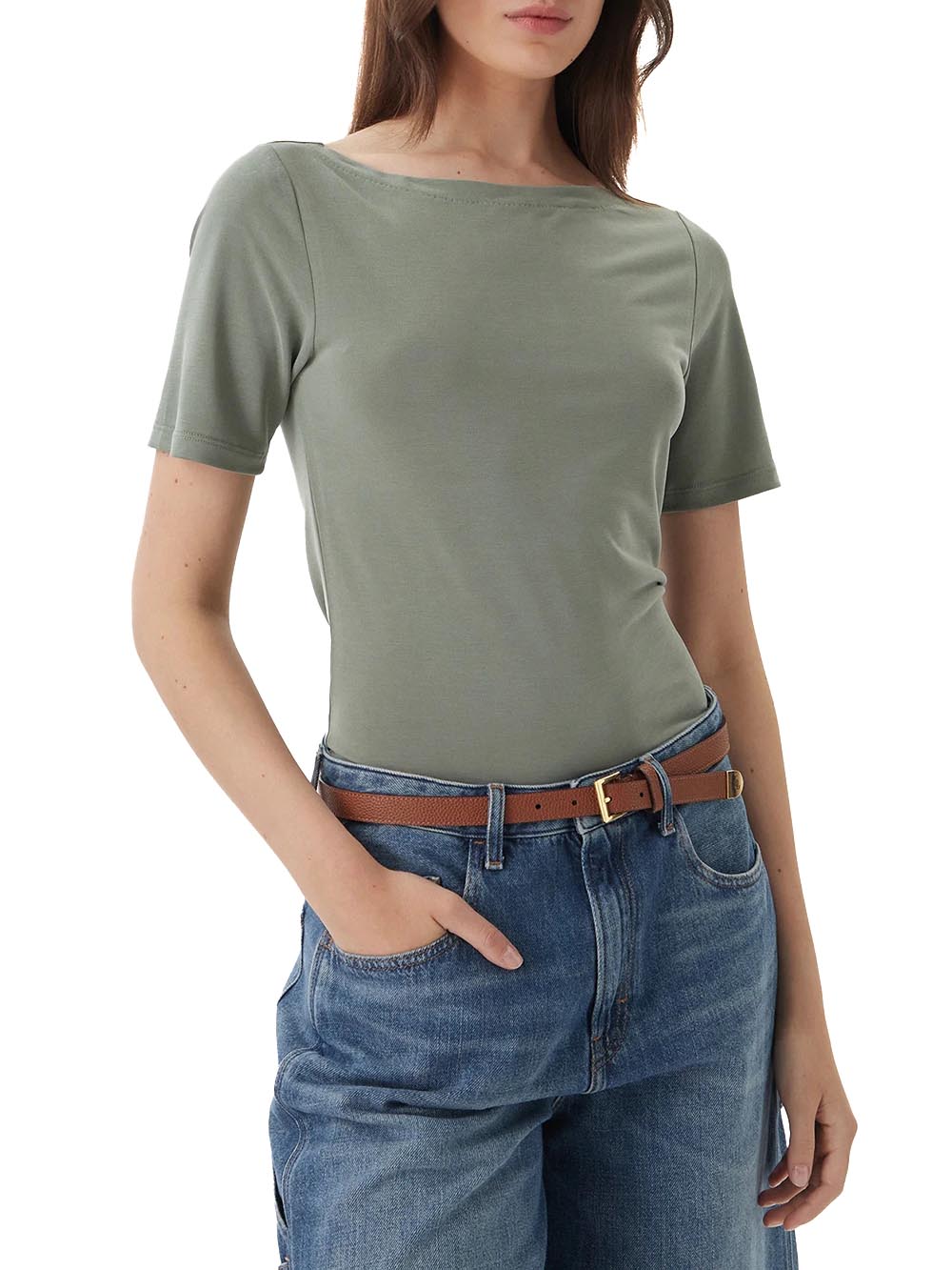 boatneck top Only T-shirt Donna 15367559 Verde