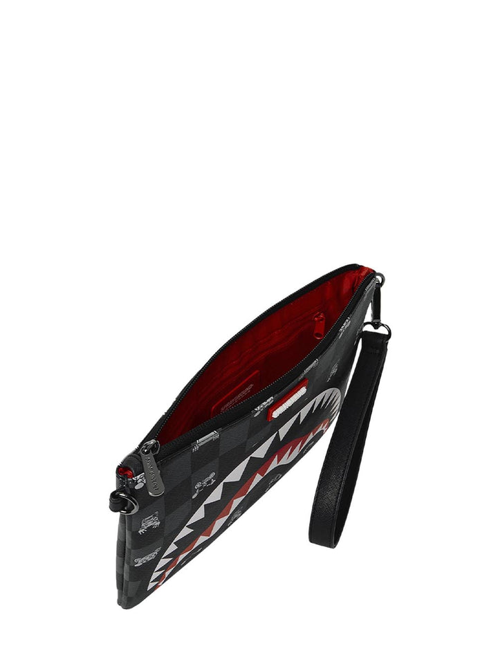 gray peeking character check crossover clutch Sprayground Pochette Unisex 910b8915nsz Nero